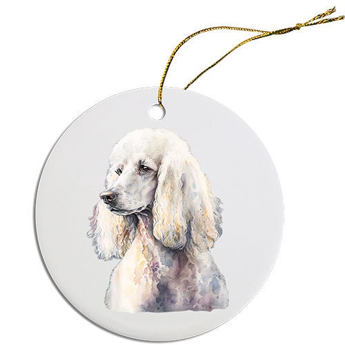 Dog Breed Specific Round Christmas Ornament, "Poodle"