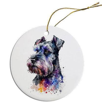 Dog Breed Specific Round Christmas Ornament, "Schnauzer"