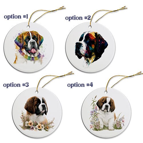 Dog Breed Specific Round Christmas Ornament, "St. Bernard"