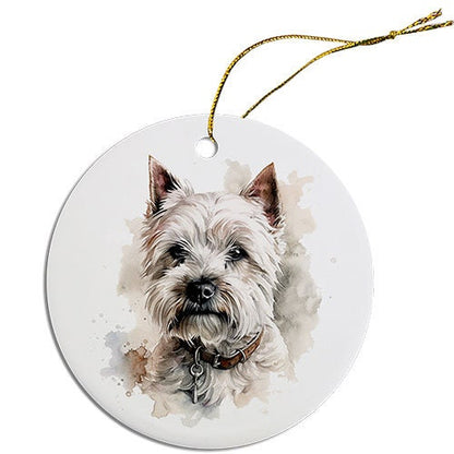 Dog Breed Specific Round Christmas Ornament, "Westie"