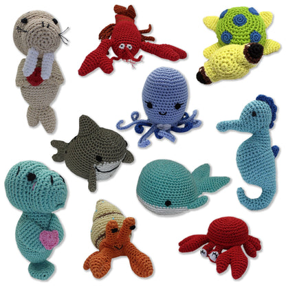 Knit Knacks Organic Cotton Pet & Dog Toys, "Ocean Buddies Group" (Choose from 10 different options!)