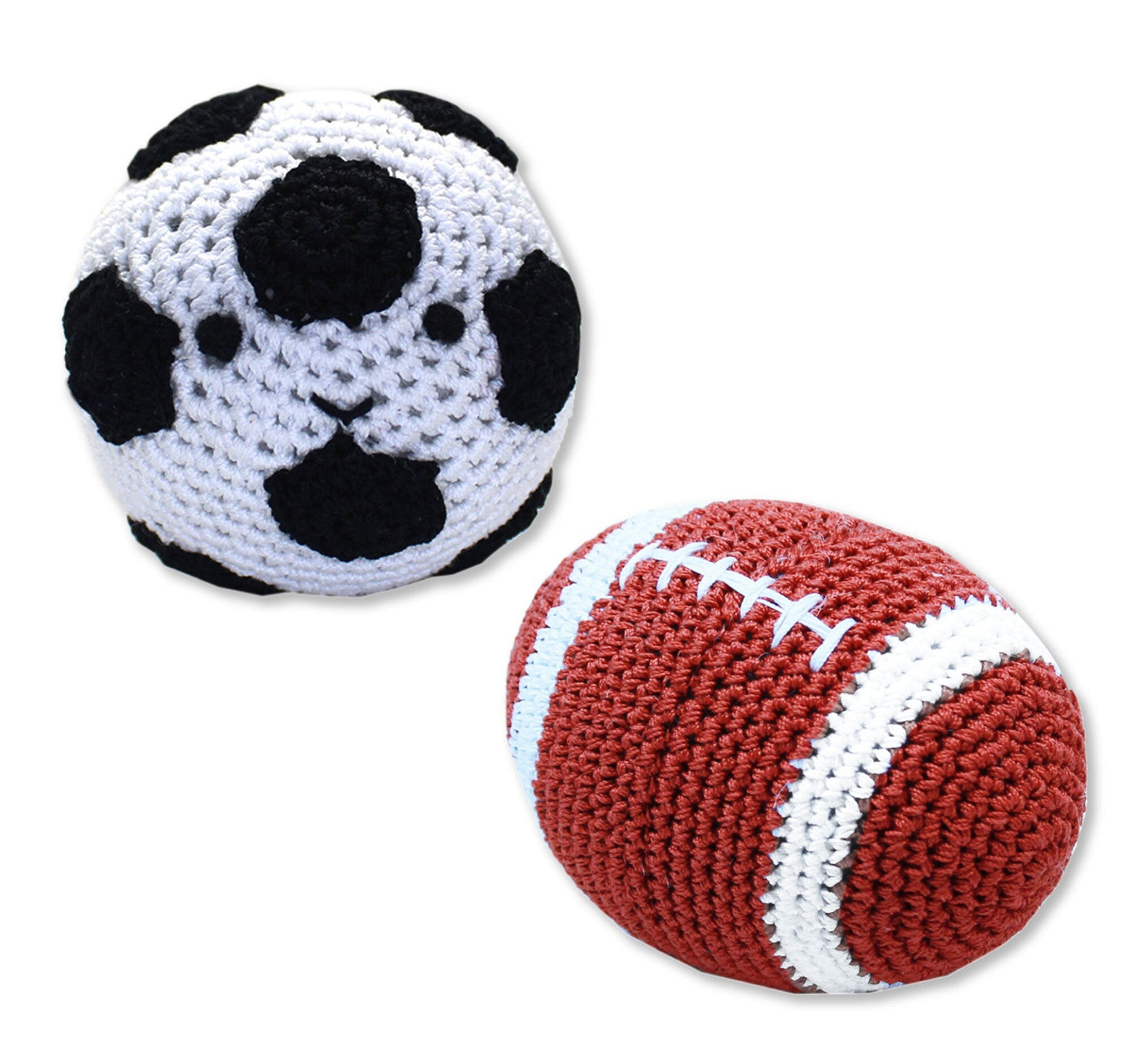 Knit Knacks Organic Cotton Pet & Dog Toys, "Sports Group" (Choose from Soccer or Football)