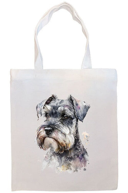 Canvas Tote Bag, Zippered With Handles & Inner Pocket, "Miniature Schnauzer"