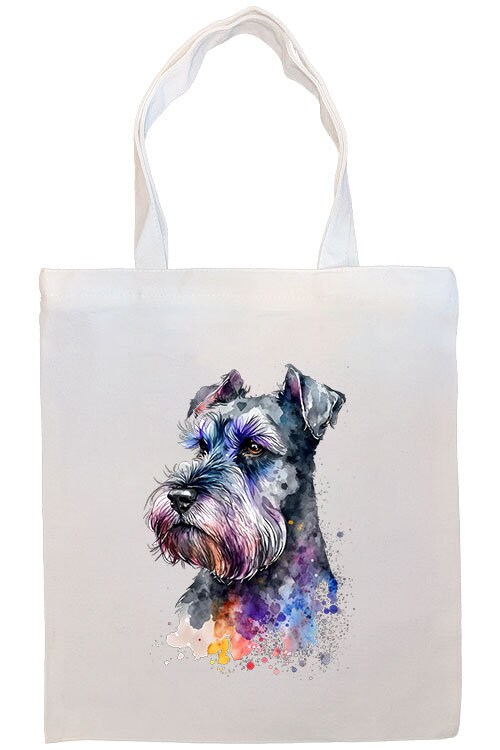 Canvas Tote Bag, Zippered With Handles & Inner Pocket, "Miniature Schnauzer"