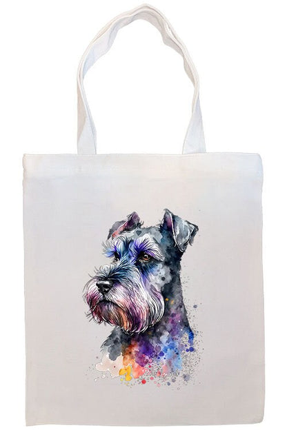 Canvas Tote Bag, Zippered With Handles & Inner Pocket, "Miniature Schnauzer"