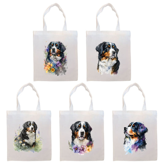 Bolsa de lona con cremallera, asas y bolsillo interior, "Bernese Mountain Dog"