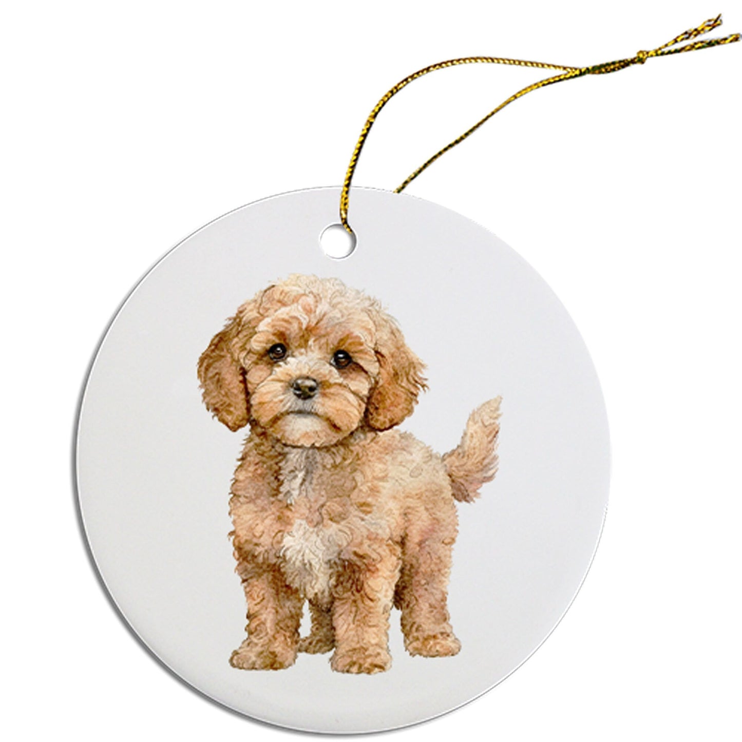 Dog Breed Specific Round Christmas Ornament, "Cavapoo"