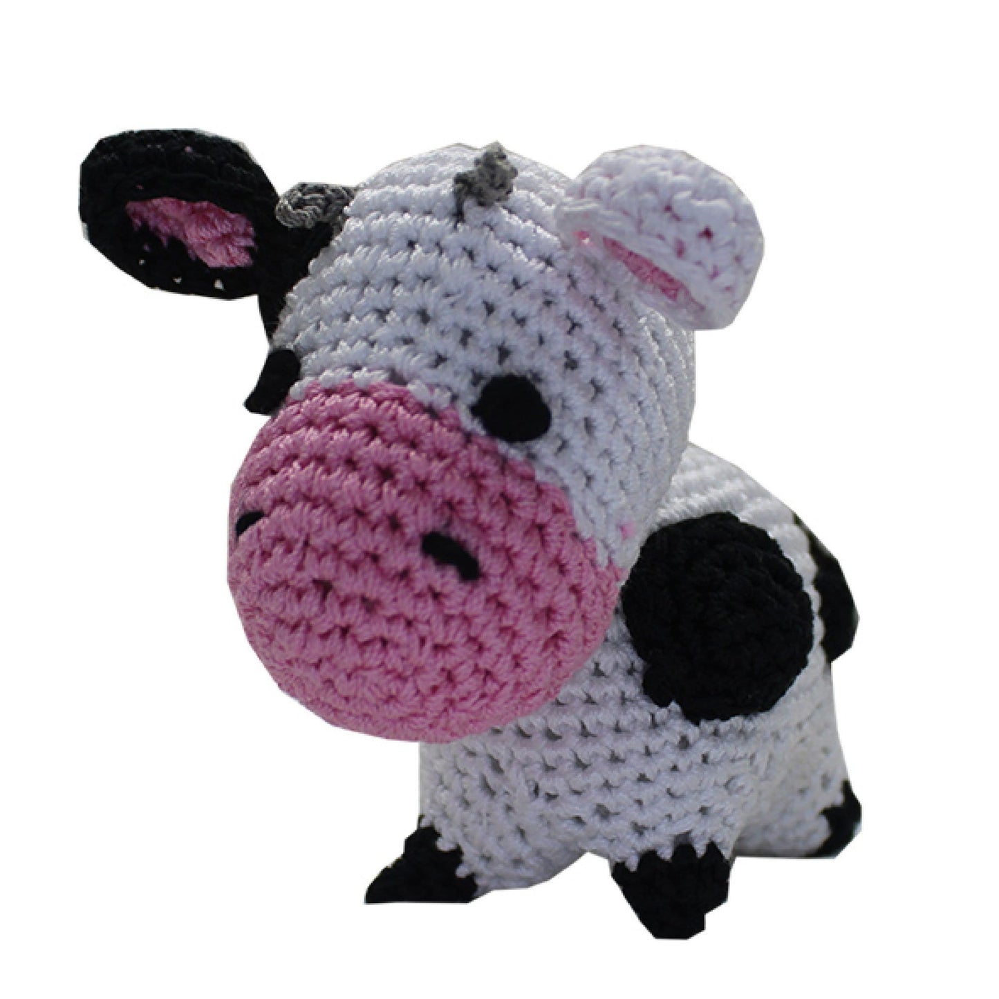 Juguete para perros, gatos y mascotas de algodón orgánico Knit Knacks, "Molly Moo The Cow"