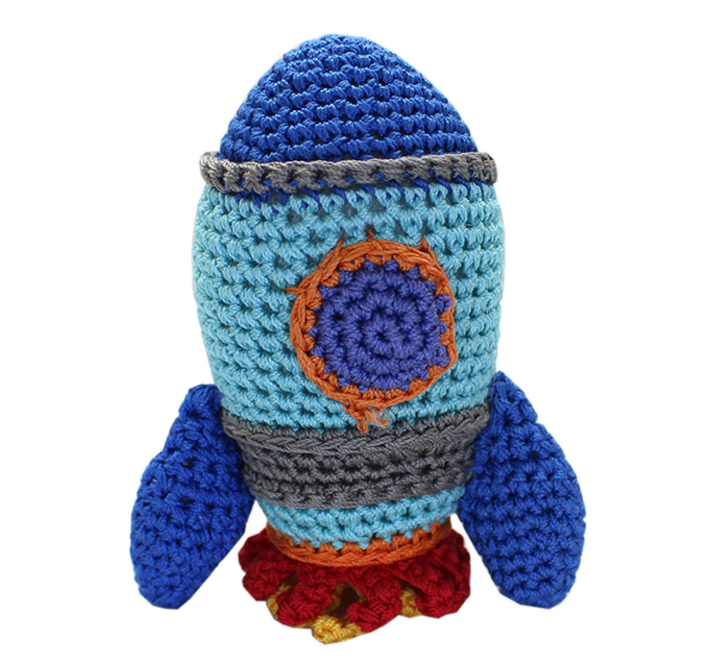 Juguete para perros, gatos y mascotas de algodón orgánico Knit Knacks, "Rocket Ship"