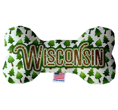 Pet & Dog Plush Bone Toys, "Wisconsin State Options" (Available in different pattern options)