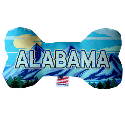 Juguetes de peluche en forma de hueso para mascotas y perros, "Montañas de Alabama" (juego 2 de 2 opciones de juguetes del estado de Alabama, disponibles en diferentes opciones de patrones)