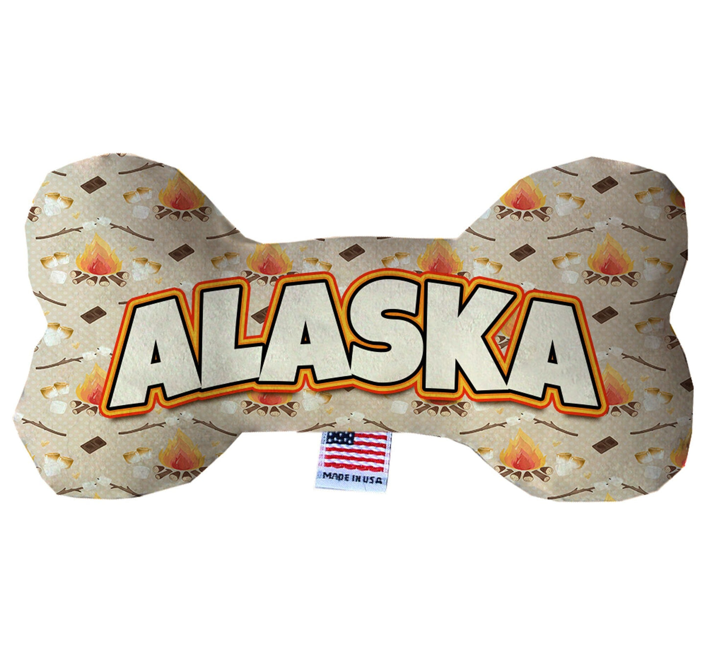 Juguetes de peluche en forma de hueso para mascotas y perros, "Montañas de Alaska" (juego 2 de 2 opciones de juguetes del estado de Alaska, disponibles en diferentes opciones de patrones)