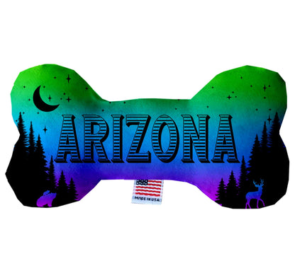 Juguetes de peluche en forma de hueso para mascotas y perros, "Montañas de Arizona" (juego 2 de 2 opciones de juguetes del estado de Arizona, disponibles en diferentes opciones de patrones)