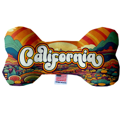 Juguetes de peluche en forma de hueso para mascotas y perros, "Montañas de California" (juego 2 de 3 opciones de juguetes del estado de California, disponibles en diferentes opciones de patrones)