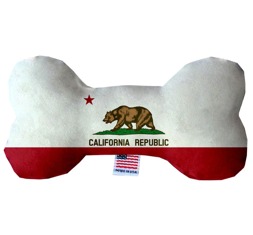 Juguetes de peluche en forma de hueso para mascotas y perros, "Montañas de California" (juego 2 de 3 opciones de juguetes del estado de California, disponibles en diferentes opciones de patrones)