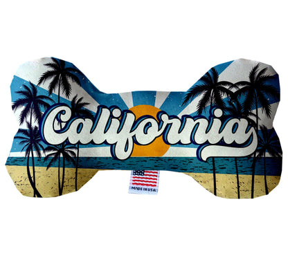 Juguetes de peluche en forma de hueso para mascotas y perros, "Playas de California" (juego 1 de 3 opciones de juguetes del estado de California)