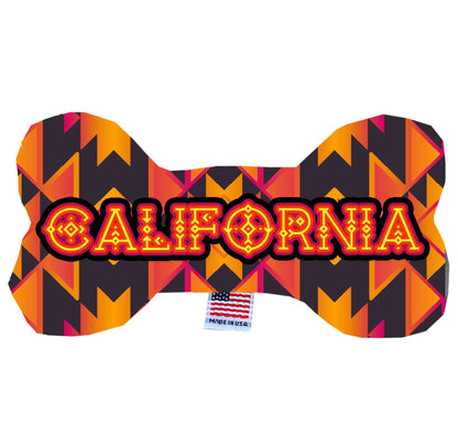 Juguetes de peluche en forma de hueso para mascotas y perros, "Desierto de California" (juego de 3 de 3 opciones de juguetes del estado de California, disponibles en diferentes opciones de patrones)