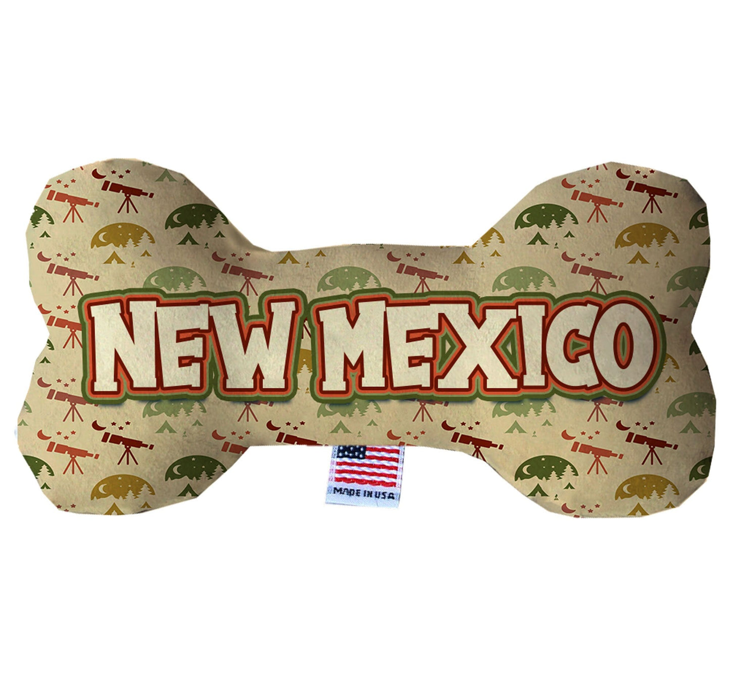 Juguetes de peluche en forma de hueso para mascotas y perros, "Montañas de Nuevo México" (juego 2 de 2 opciones de juguetes del estado de Nuevo México, disponibles en diferentes opciones de patrones)