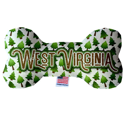 Pet & Dog Plush Bone Toys, "West Virginia State Options" (Available in different pattern options)