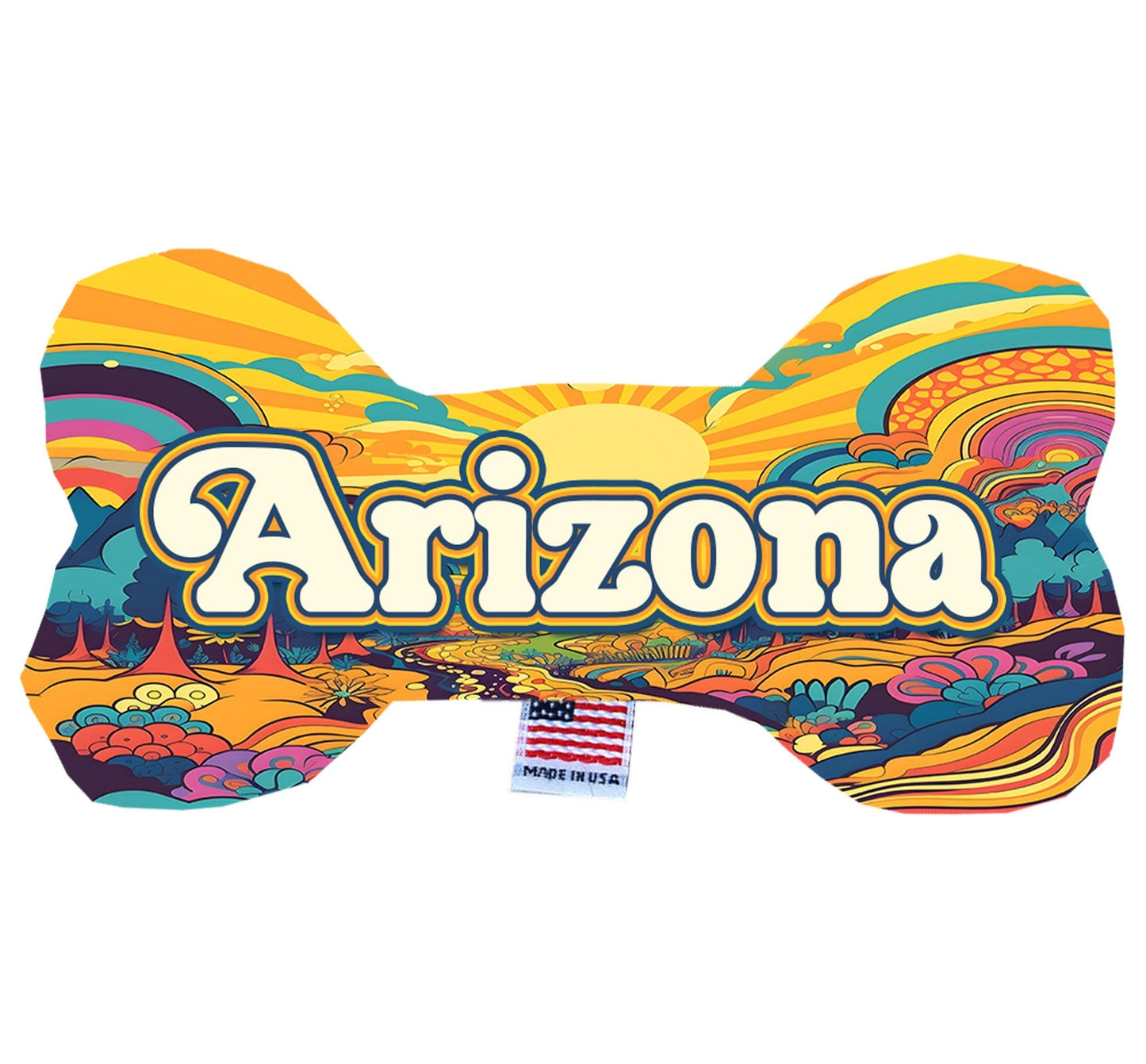 Juguetes de peluche en forma de hueso para mascotas y perros, "Montañas de Arizona" (juego 2 de 2 opciones de juguetes del estado de Arizona, disponibles en diferentes opciones de patrones)