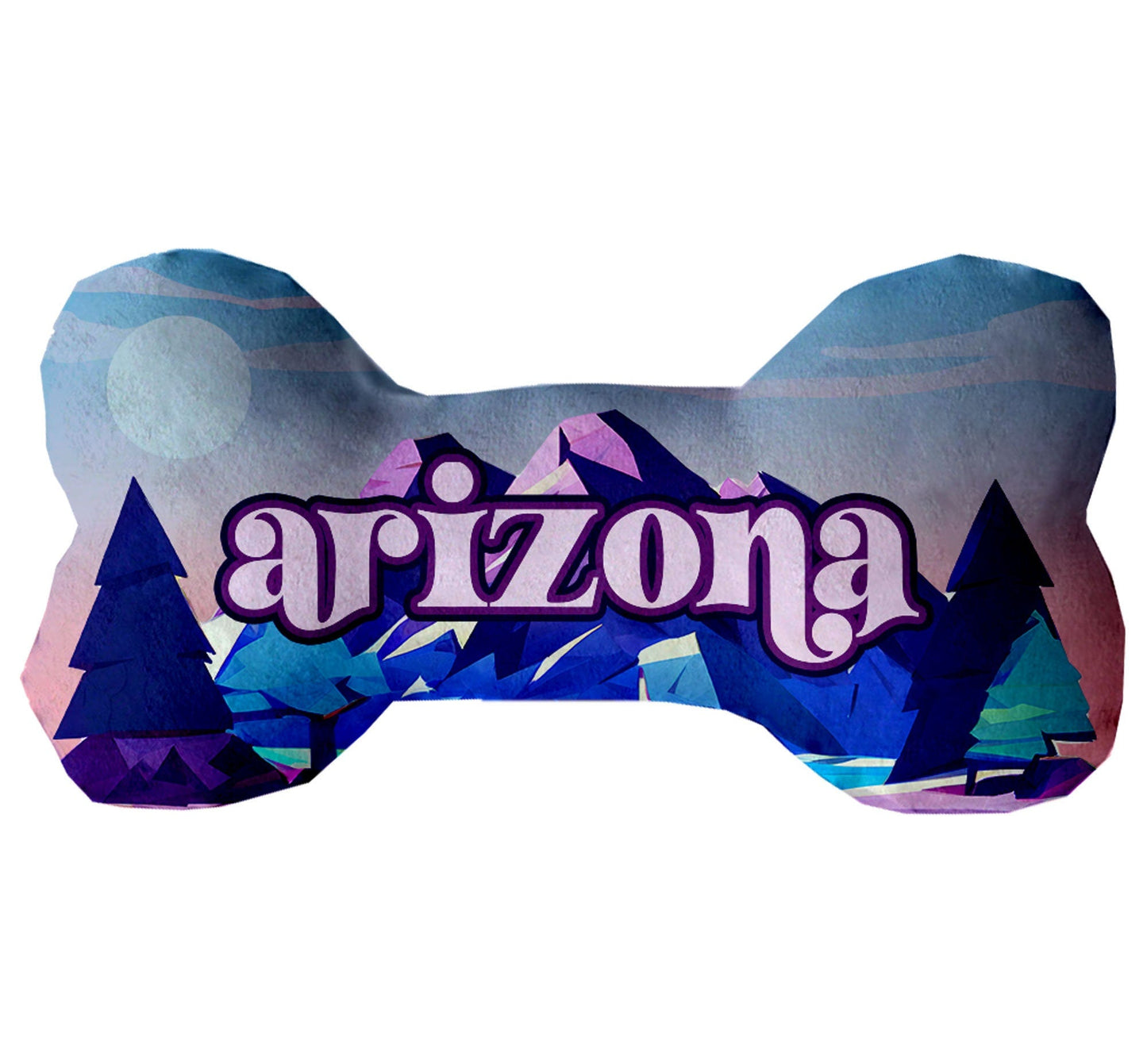 Juguetes de peluche en forma de hueso para mascotas y perros, "Montañas de Arizona" (juego 2 de 2 opciones de juguetes del estado de Arizona, disponibles en diferentes opciones de patrones)