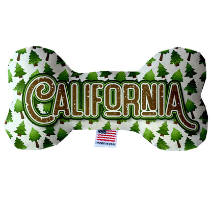 Juguetes de peluche en forma de hueso para mascotas y perros, "Montañas de California" (juego 2 de 3 opciones de juguetes del estado de California, disponibles en diferentes opciones de patrones)