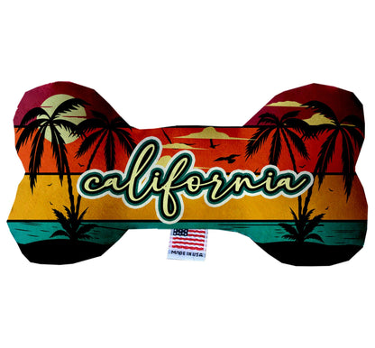 Juguetes de peluche en forma de hueso para mascotas y perros, "Playas de California" (juego 1 de 3 opciones de juguetes del estado de California)