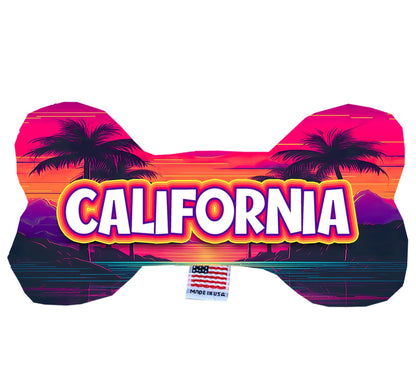 Juguetes de peluche en forma de hueso para mascotas y perros, "Playas de California" (juego 1 de 3 opciones de juguetes del estado de California)