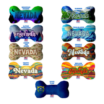 Pet & Dog Plush Bone Toys, "Nevada Mountains" (Set 2 of 2 Nevada State Toy Options, available in different pattern options!)