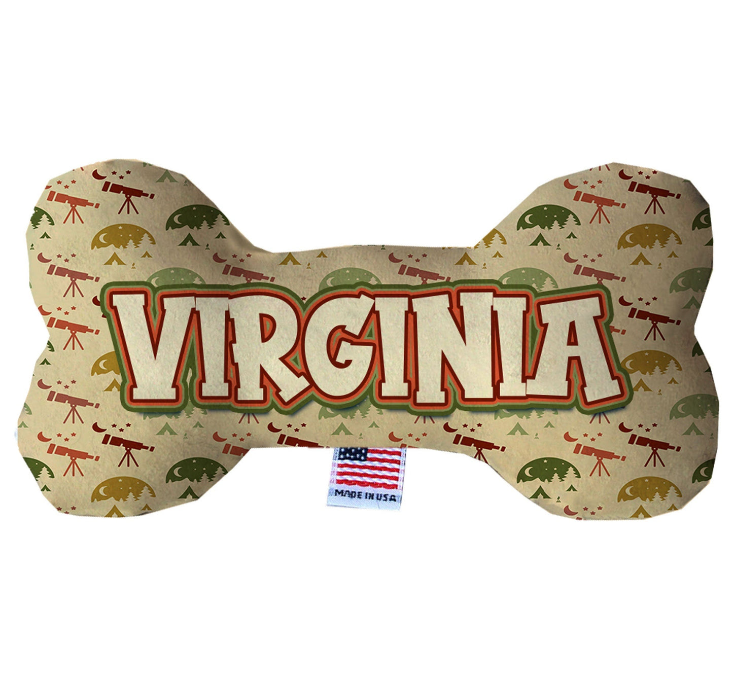 Pet & Dog Plush Bone Toys, "Virginia Mountains" (Set 1 of 2 Virginia State Toy Options, available in different pattern options!)