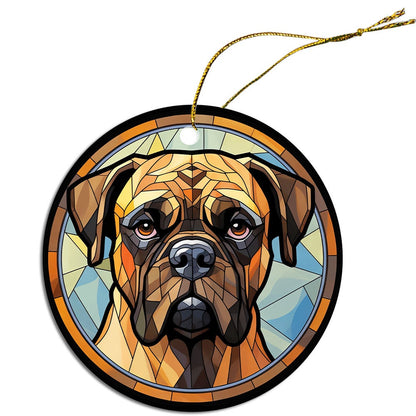 Adorno navideño de vidrieras de raza de perro, "Bullmastiff"