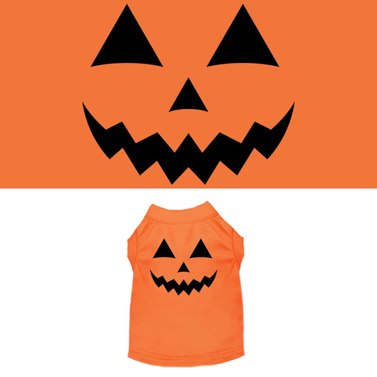 Camiseta de Halloween para perros y gatos con estampado serigrafiado, "Disfraz de cara de calabaza"