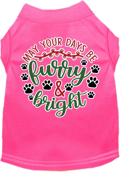 Christmas Pet Dog and Cat Shirt Screen Printed, "Furry & Bright"