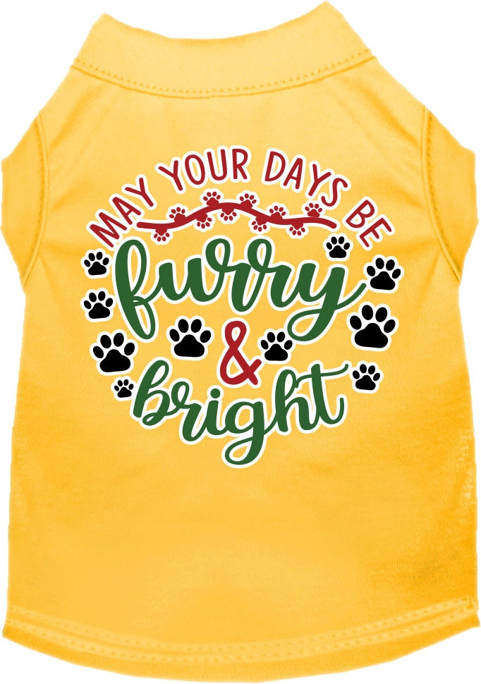 Christmas Pet Dog and Cat Shirt Screen Printed, "Furry & Bright"