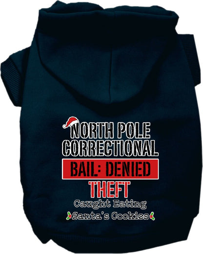 Christmas Pet, Dog & Cat Hoodie Screen Printed, "North Pole Correctional"