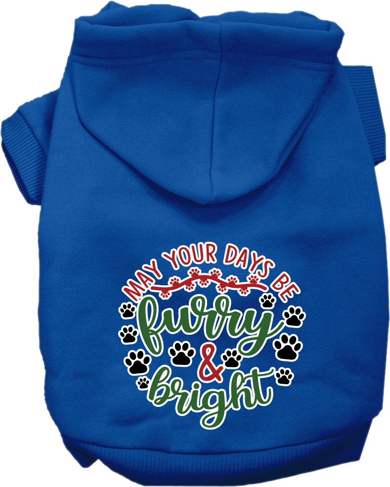 Christmas Pet, Dog and Cat Hoodie Screen Printed, "Furry & Bright"