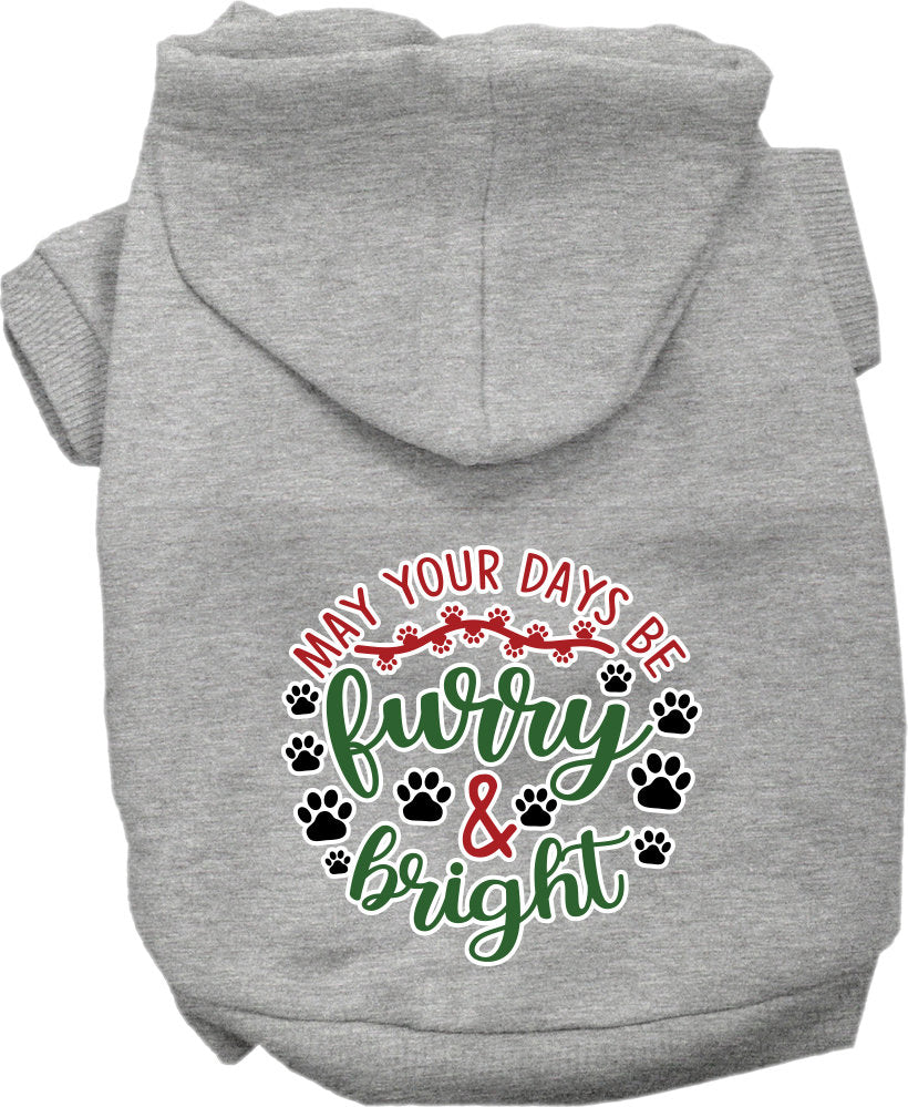 Christmas Pet, Dog and Cat Hoodie Screen Printed, "Furry & Bright"