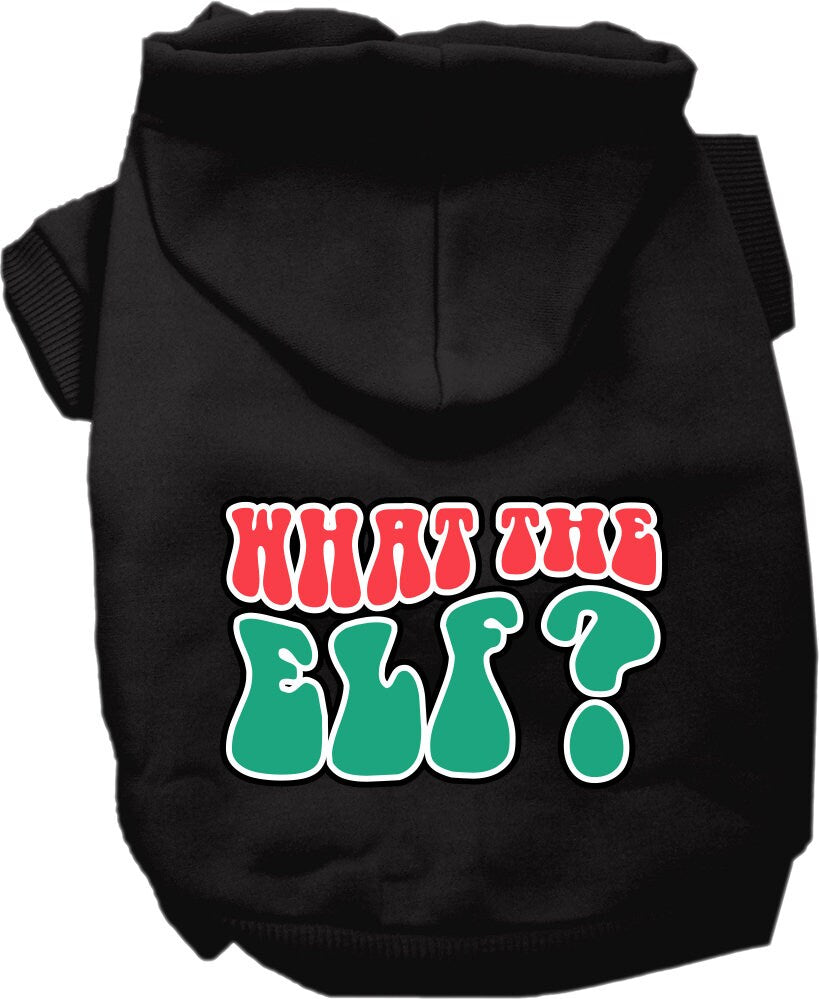 Christmas Pet, Dog and Cat Hoodie Screen Printed, "What The Elf"