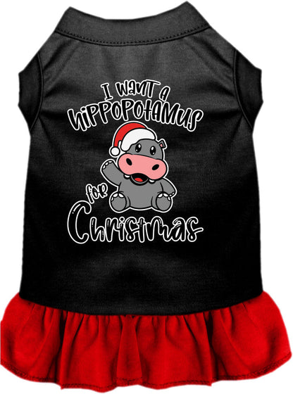 Christmas Pet, Dog and Cat Dress Screen Printed, "I Want A Hippopotamus For Christmas"