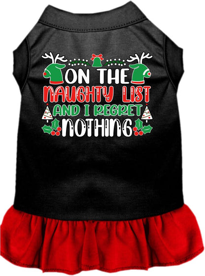 Christmas Pet, Dog and Cat Dress Screen Printed, "On The Naughty List And I Regret Nothing"