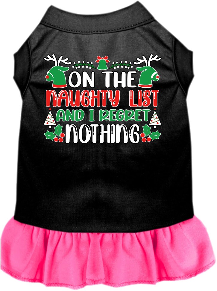 Christmas Pet, Dog and Cat Dress Screen Printed, "On The Naughty List And I Regret Nothing"