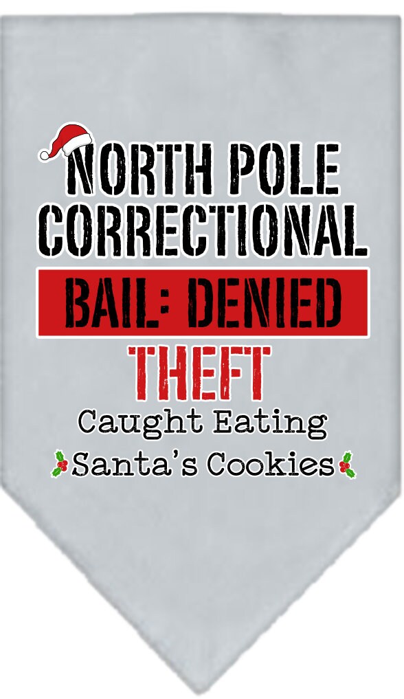 Christmas Pet and Dog Bandana Screen Printed, "North Pole Correctional"