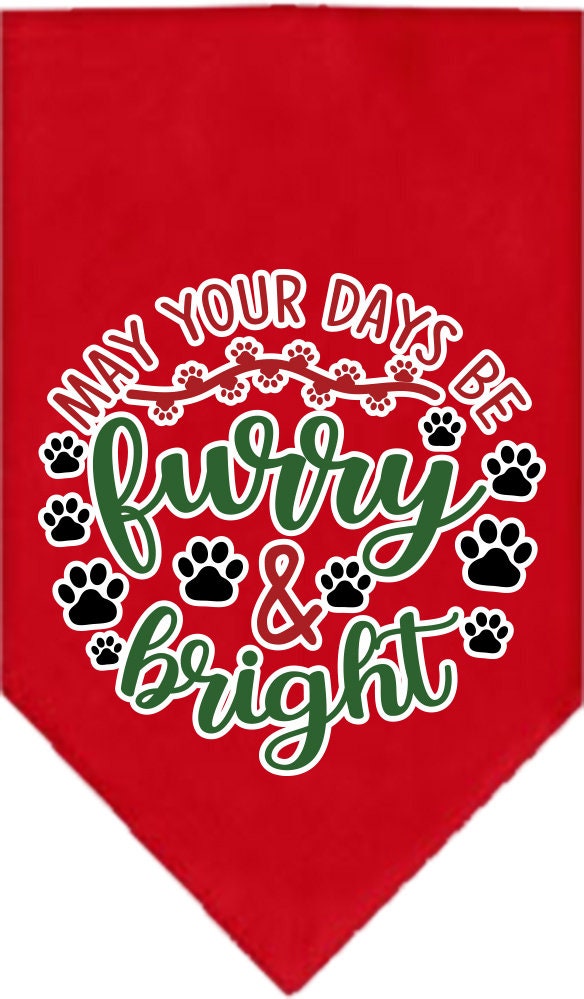 Christmas Pet and Dog Bandana Screen Printed, "Furry & Bright"