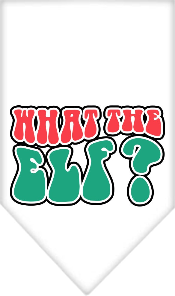 Bandana navideña para mascotas y perros serigrafiada con la frase "What The Elf"