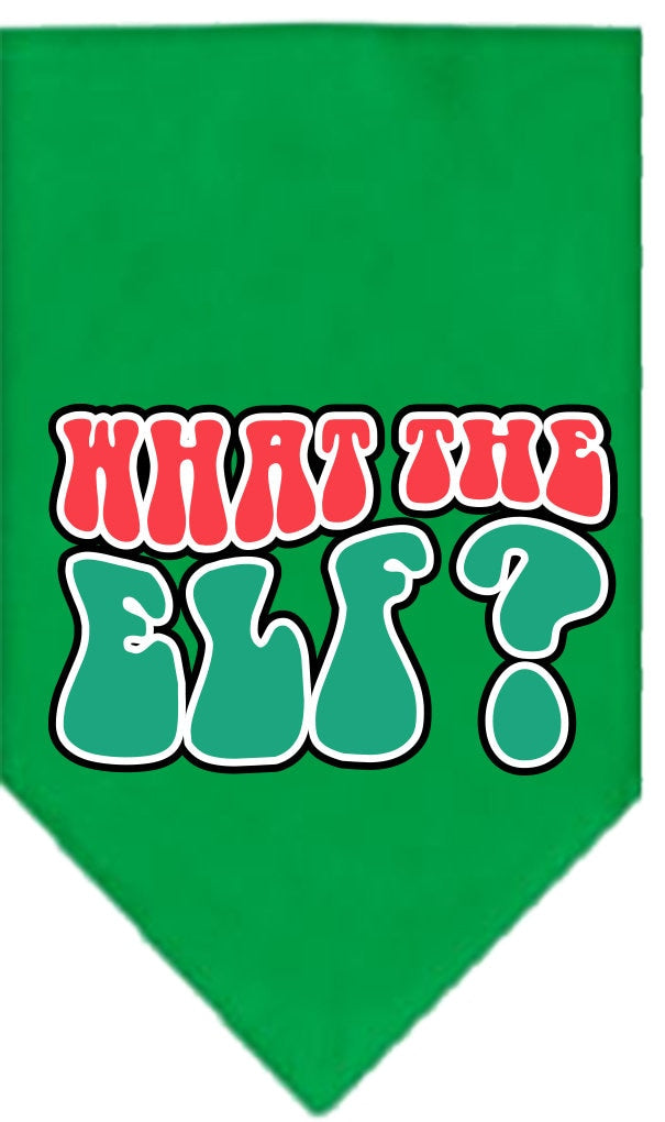 Bandana navideña para mascotas y perros serigrafiada con la frase "What The Elf"