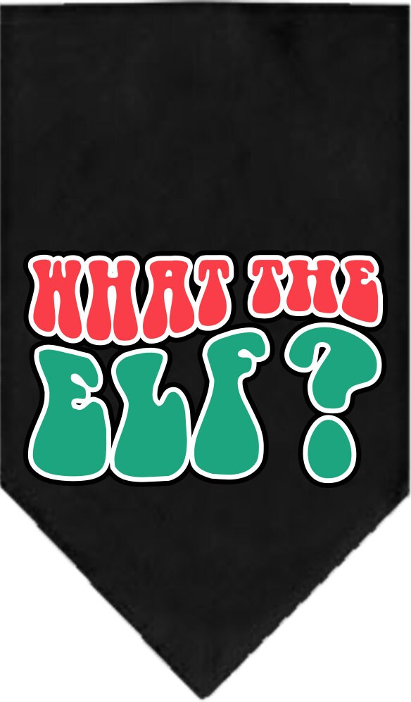 Bandana navideña para mascotas y perros serigrafiada con la frase "What The Elf"