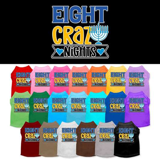 Camiseta para perros y gatos de Hanukkah con serigrafía "Eight Crazy Nights"