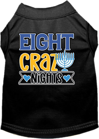 Camiseta para perros y gatos de Hanukkah con serigrafía "Eight Crazy Nights"