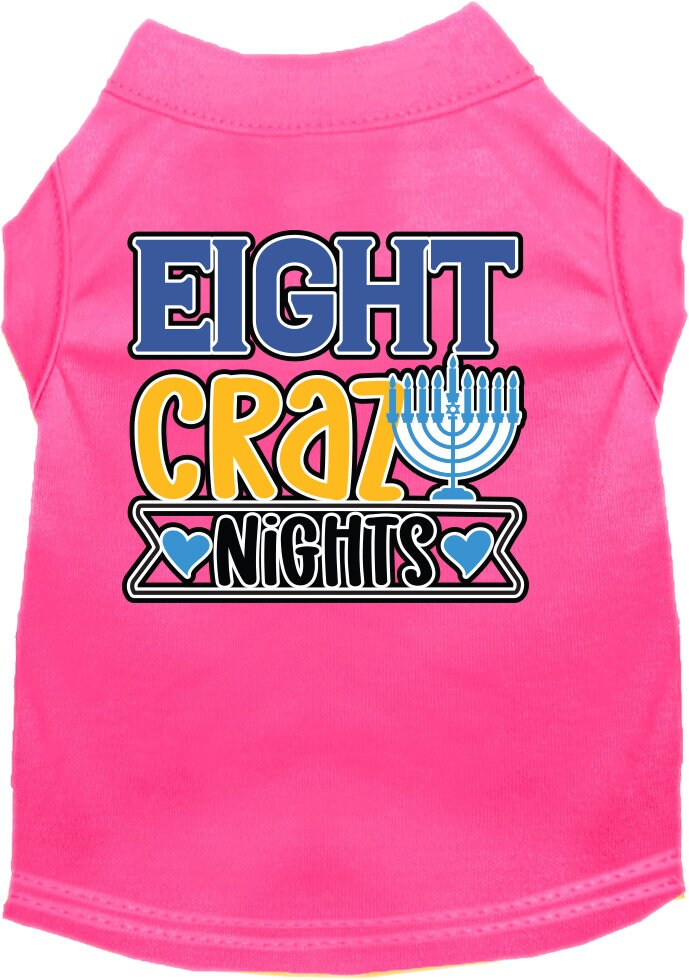 Camiseta para perros y gatos de Hanukkah con serigrafía "Eight Crazy Nights"