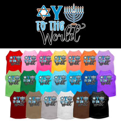 Camiseta para perros y gatos de Hanukkah con serigrafía "Oy To The World"